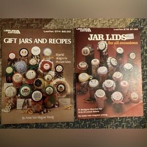 Canned Country Jar Lids And Gift Jars Cross Stitch By Leisure Arts Leaflet Set